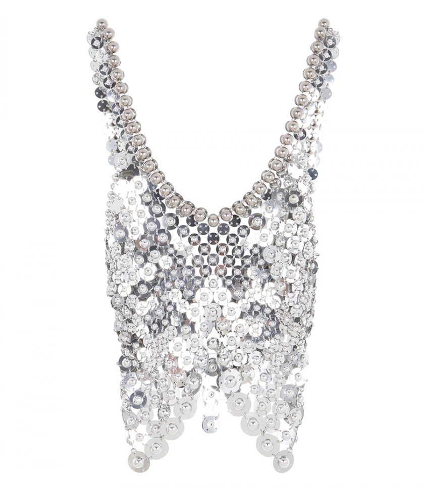 TANKS - BEADS EMBELLISHED SILVER DISK TOP