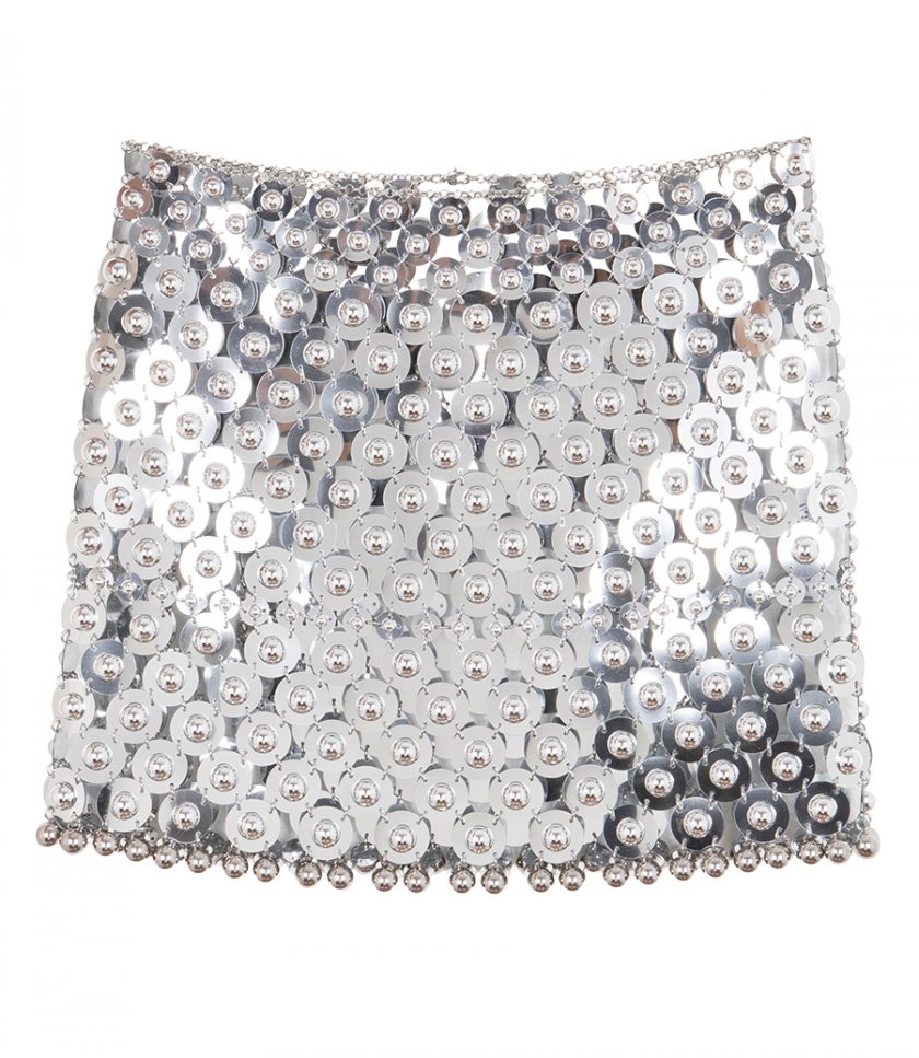 BEADS EMBELLISHED SILVER DISK SKIRT