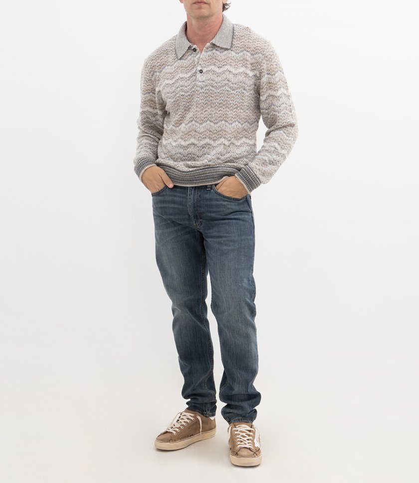 NON TEXTURED CHEVRON LS POLO