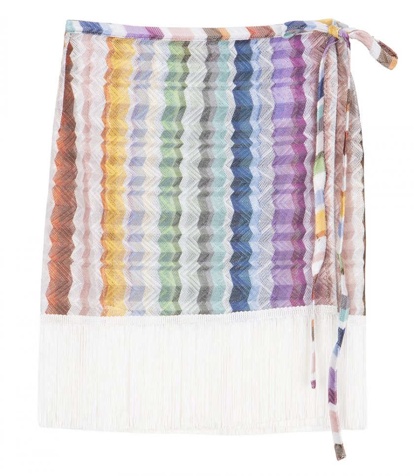 COVER-UPS - WRAP MINI SKIRT WITH FRINGES
