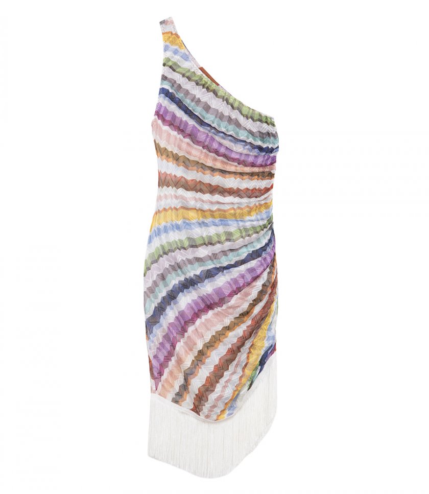 FADED STRIPES ONE SHOULDER COVER UP