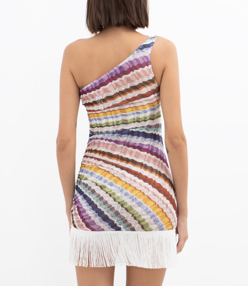 FADED STRIPES ONE SHOULDER COVER UP