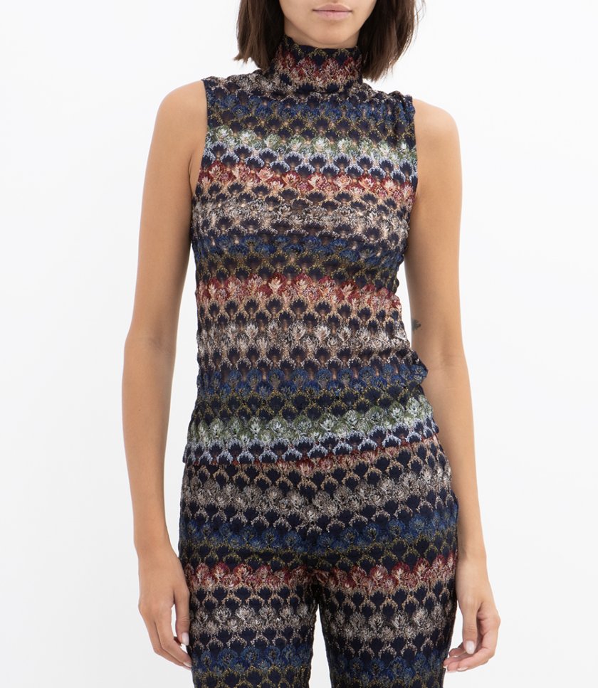 STRIPED LACED TOP