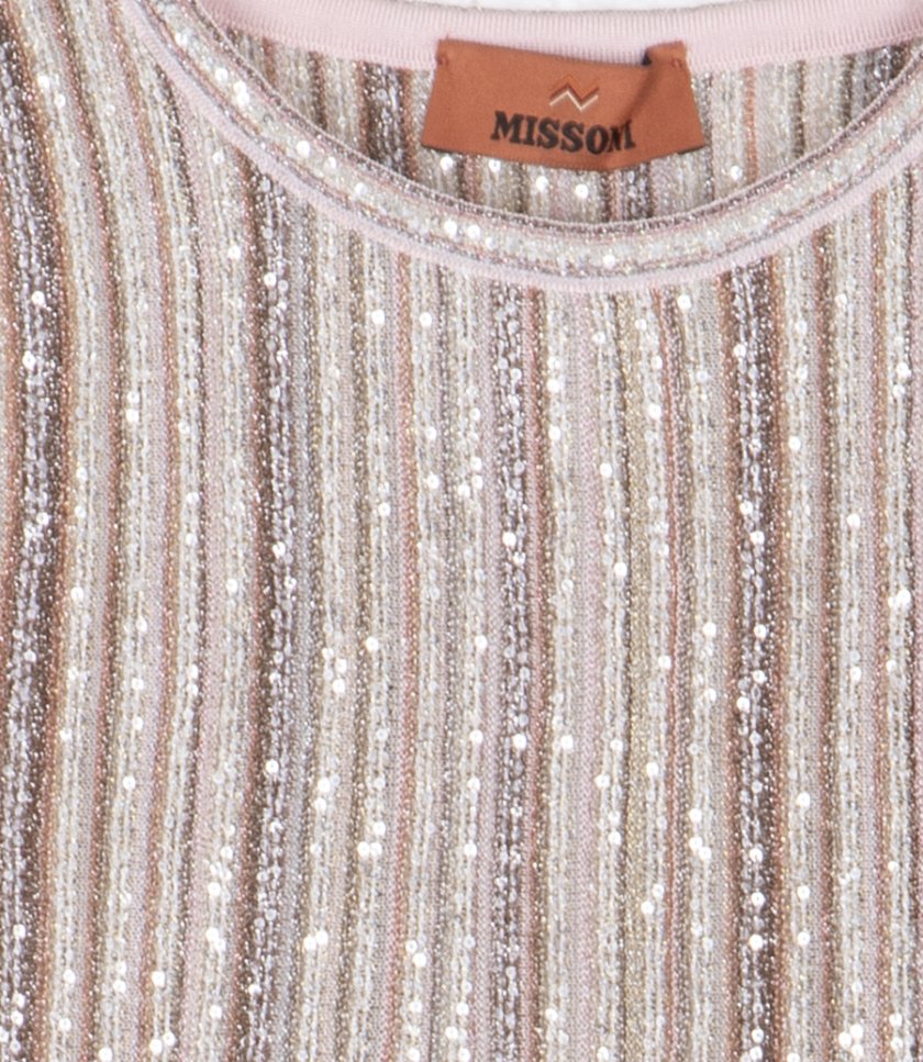 SEQUINED SLEEVELESS RIBBED TOP