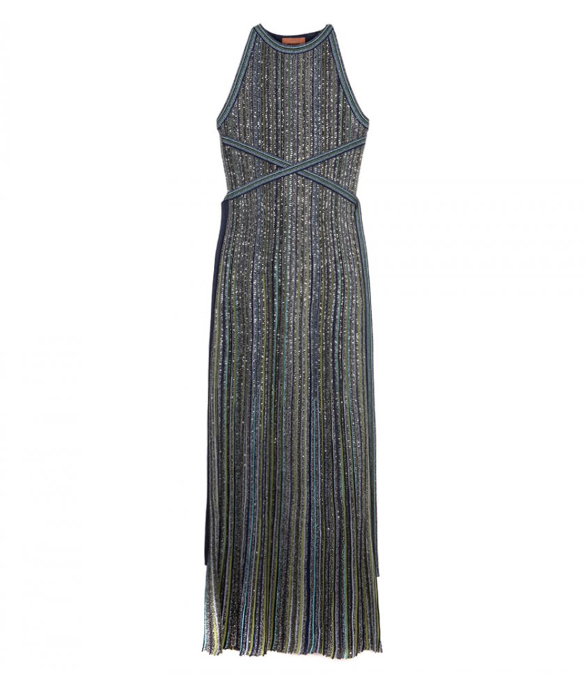 SEQUINED LONG STRIPED DRESS
