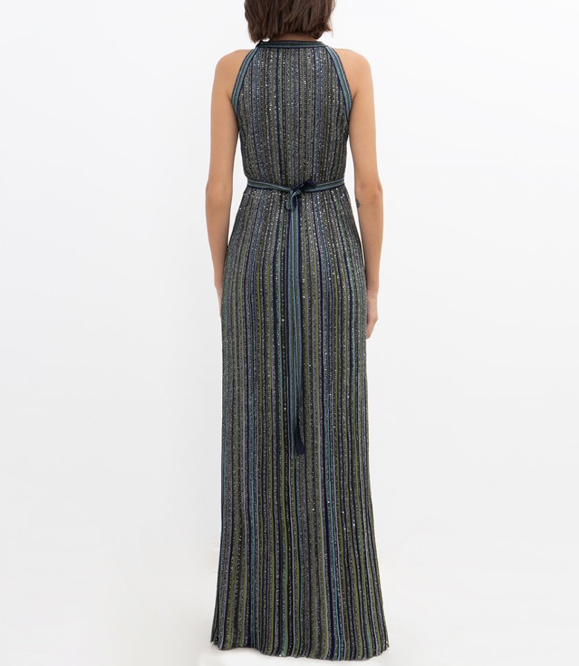 SEQUINED LONG STRIPED DRESS