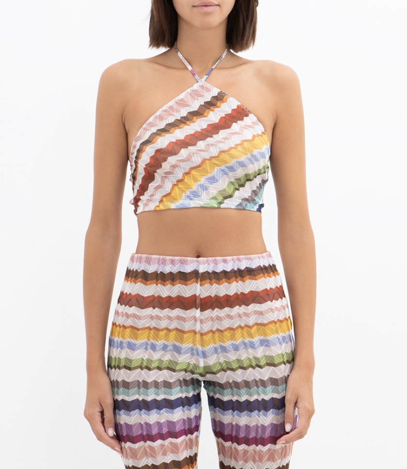 ZIG ZAG TULLE HALTERNECK TOP