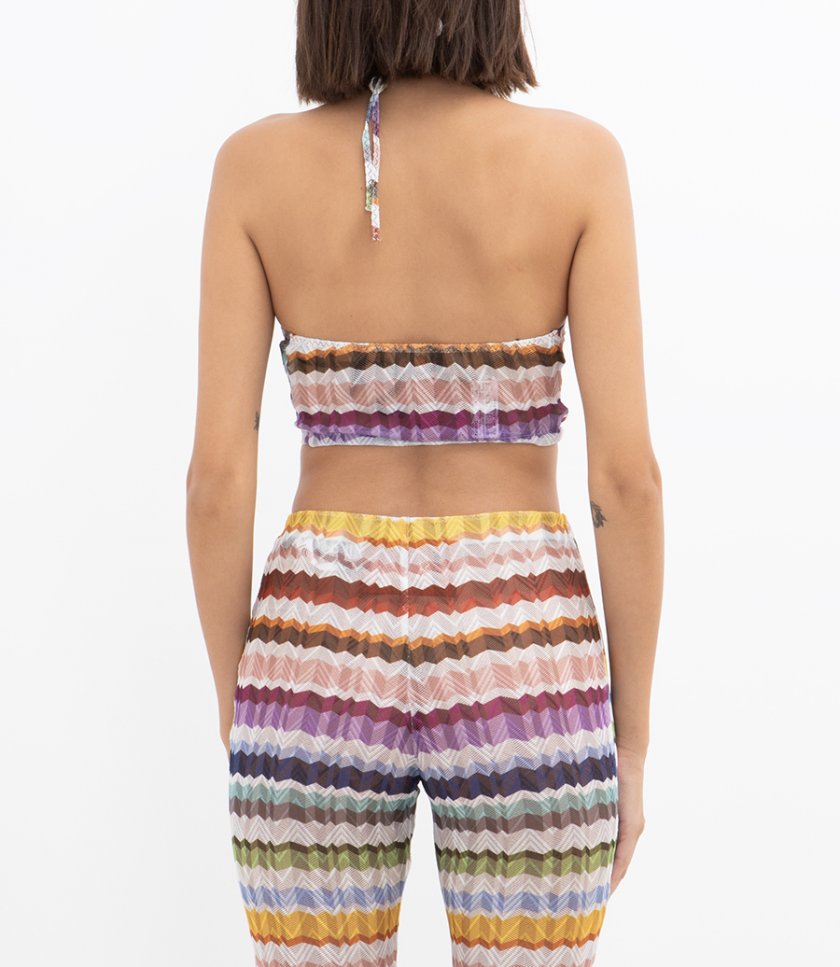 ZIG ZAG TULLE HALTERNECK TOP