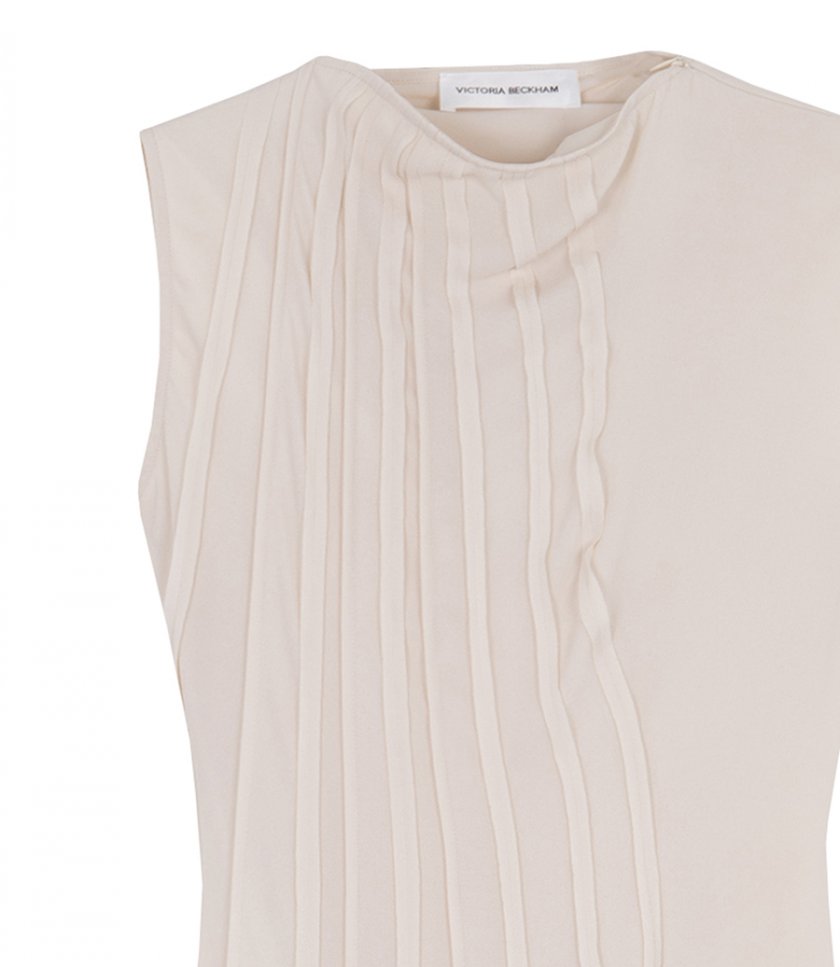 PLEATED SLEEVELESS DRESS