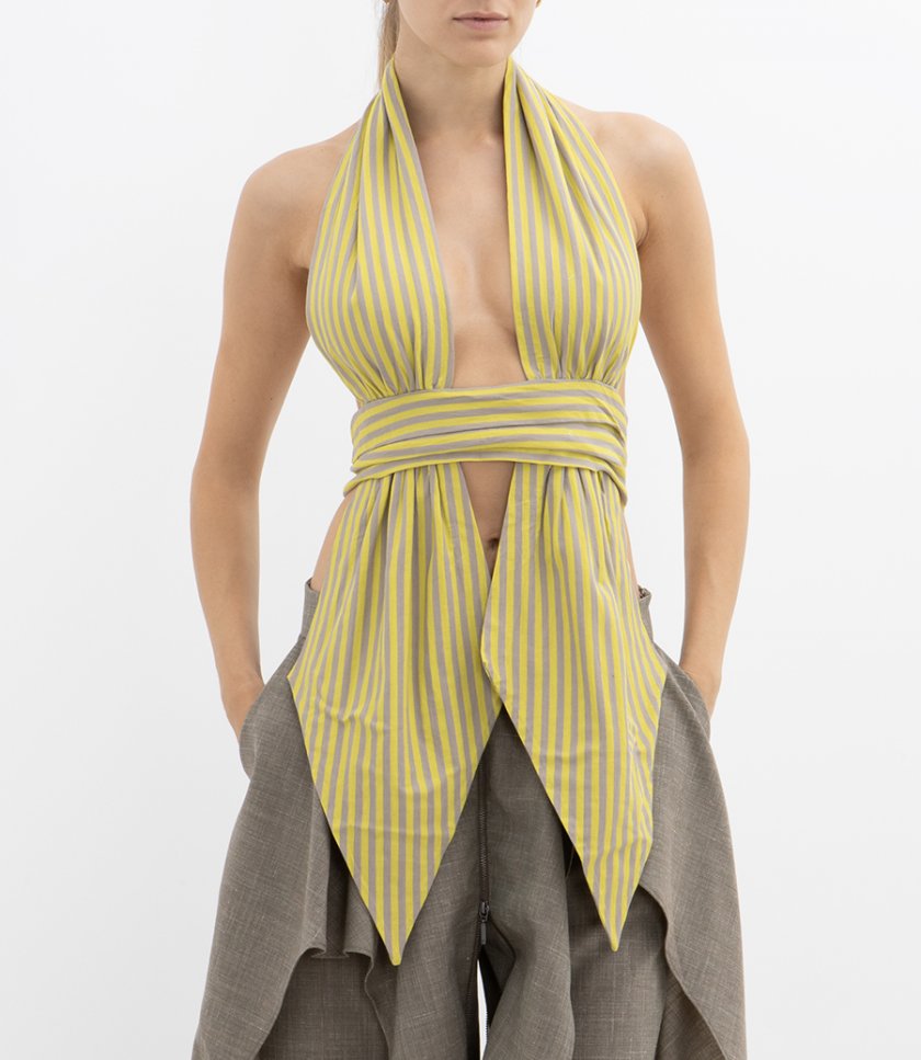 SCARF DRAPED HALTER TOP
