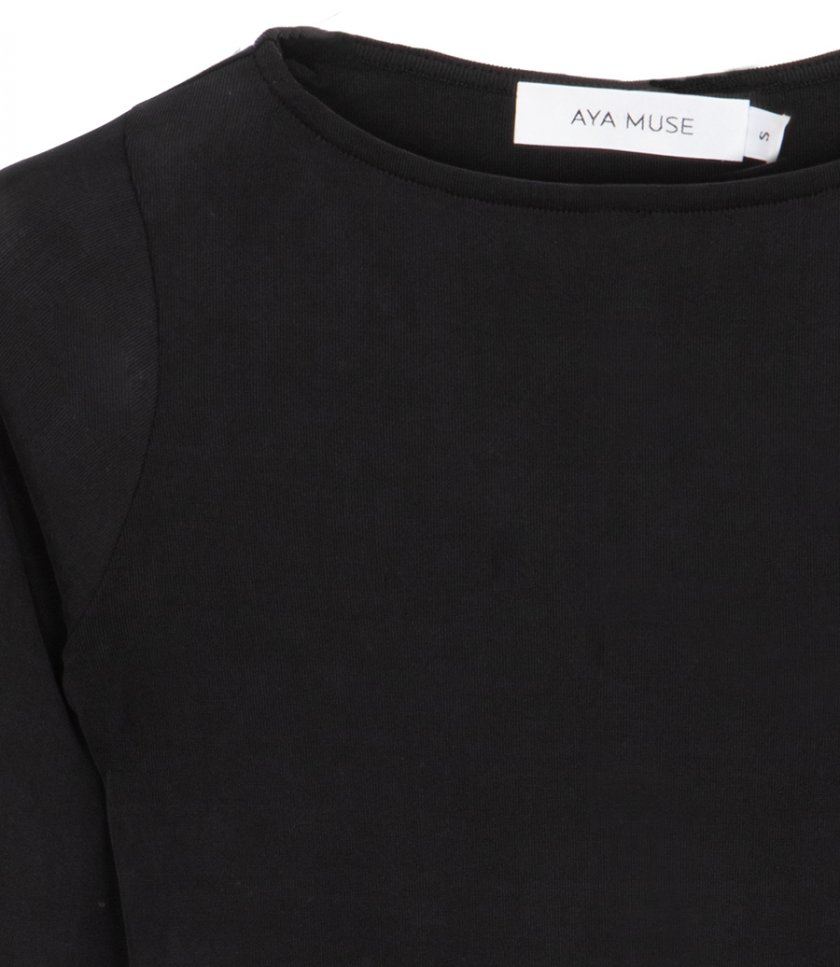 RIBBED LONG SLEEVE SEAM TEE