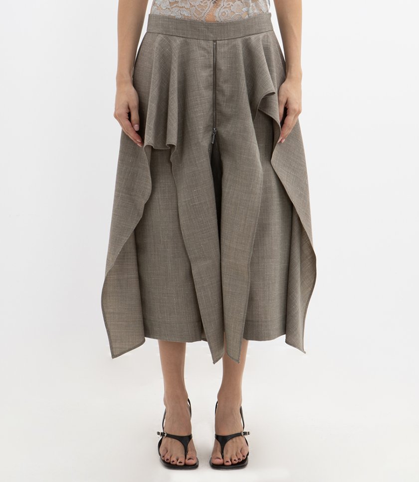 TROPICAL WOOL SPLIT TROUSER SKIRT
