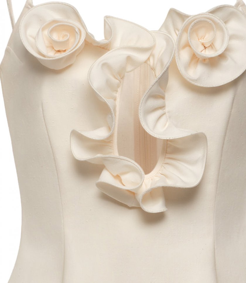 FLOWER DETAIL MINI DRESS