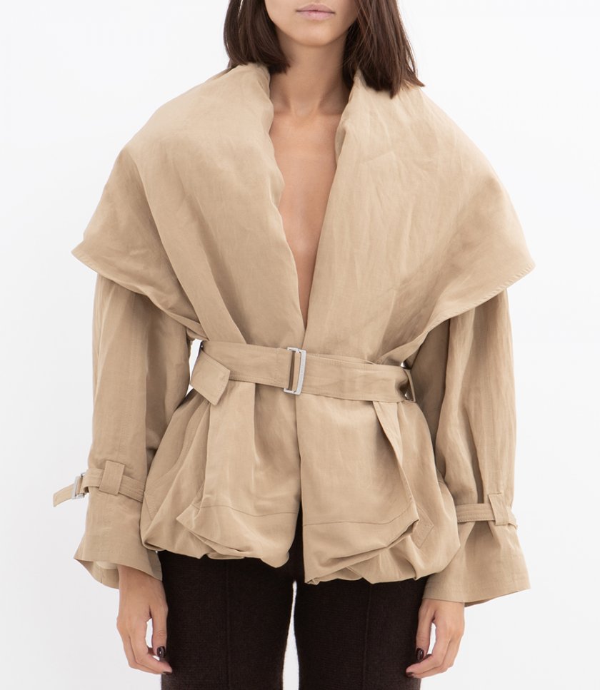 BALLON SLEEVE BELTED JACKET