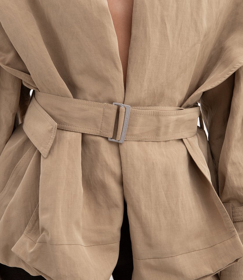 BALLON SLEEVE BELTED JACKET