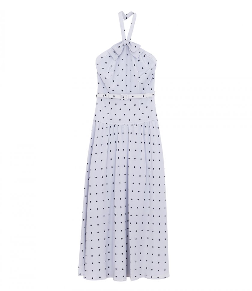 JUST IN - POLKA-DOT HALTERNECK MIDI DRESS