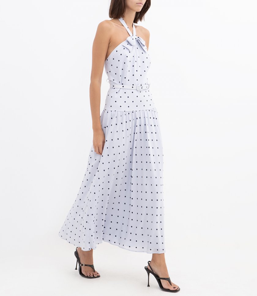 POLKA-DOT HALTERNECK MIDI DRESS