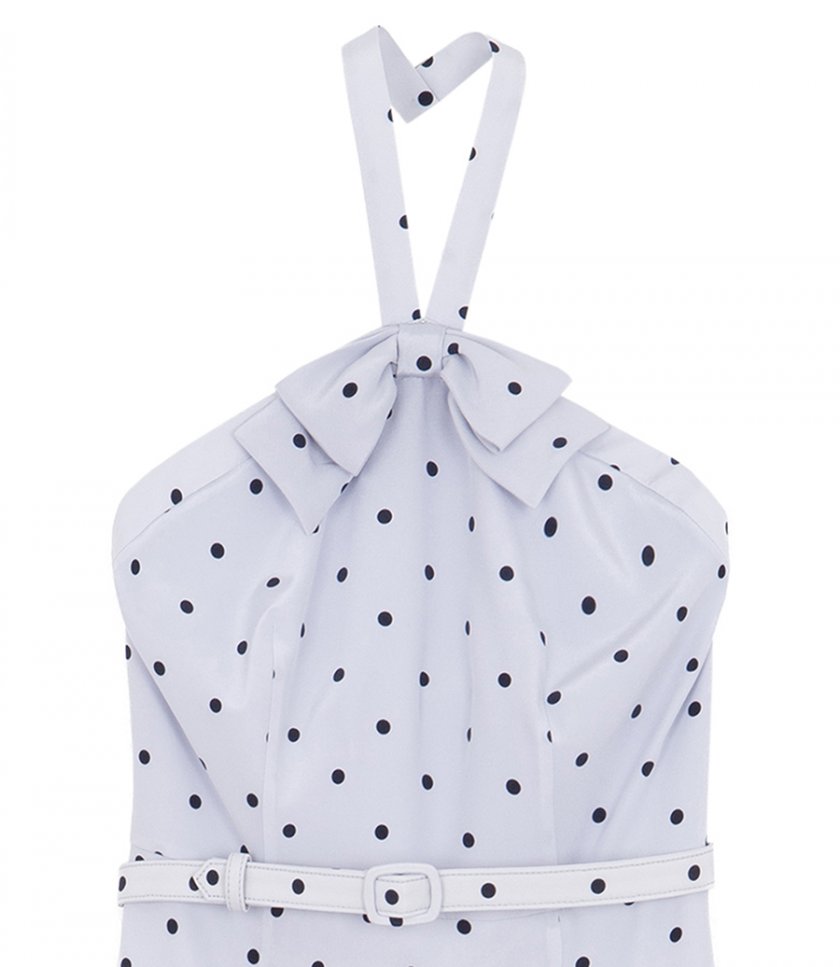 POLKA-DOT HALTERNECK MIDI DRESS