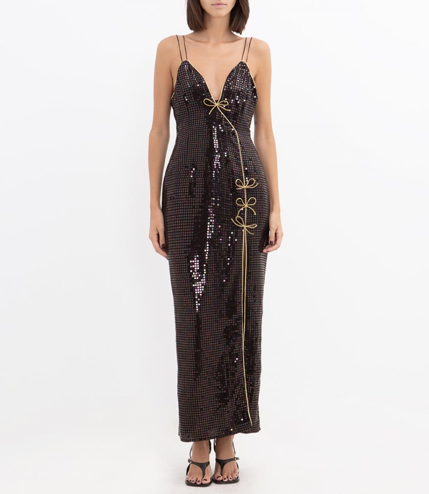 JUST IN - SEQUIN-EMBROIDERED SILK SLIP DRESS