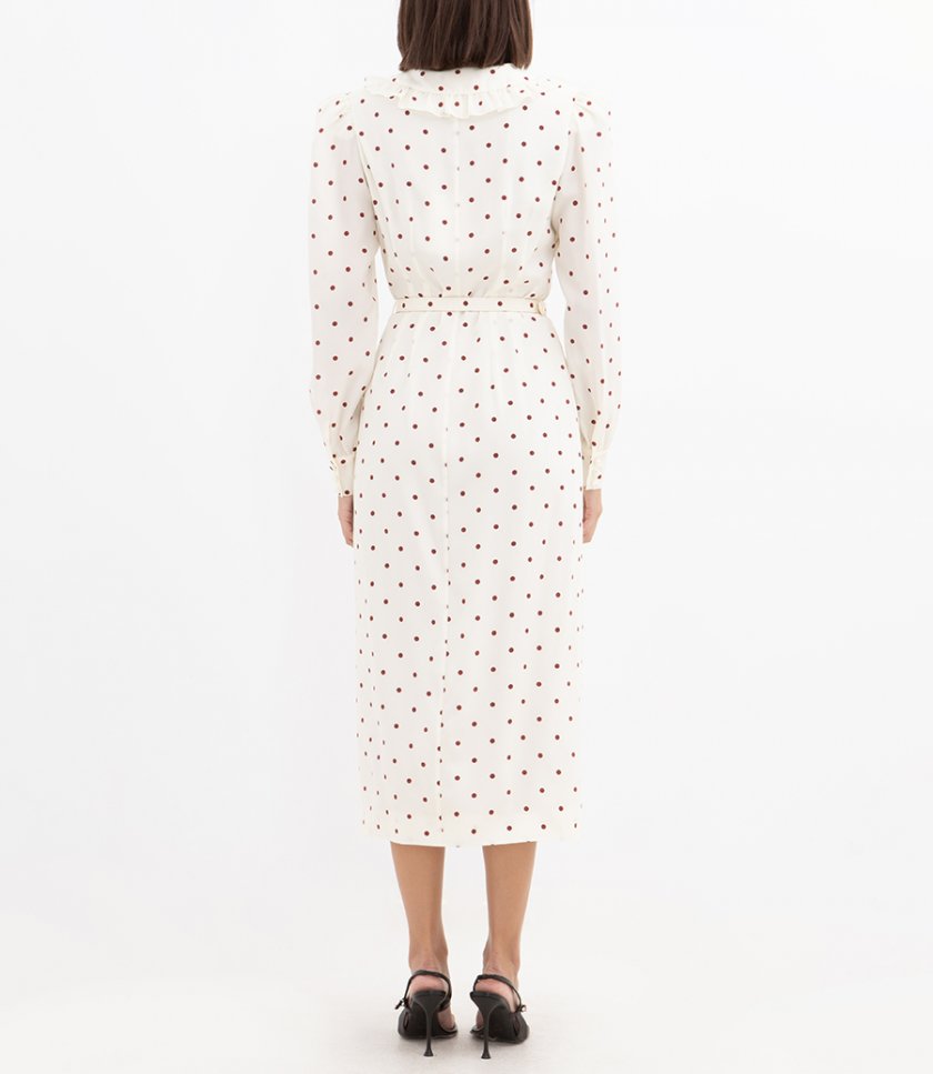 POLKA-DOT SPOON NECKLINE DRESS