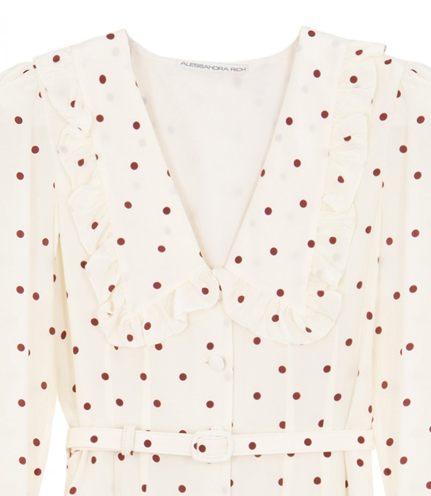 POLKA-DOT SPOON NECKLINE DRESS
