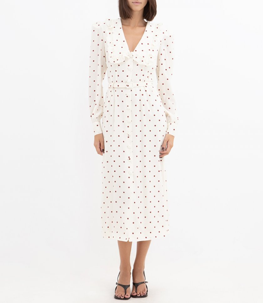 JUST IN - POLKA-DOT SPOON NECKLINE DRESS