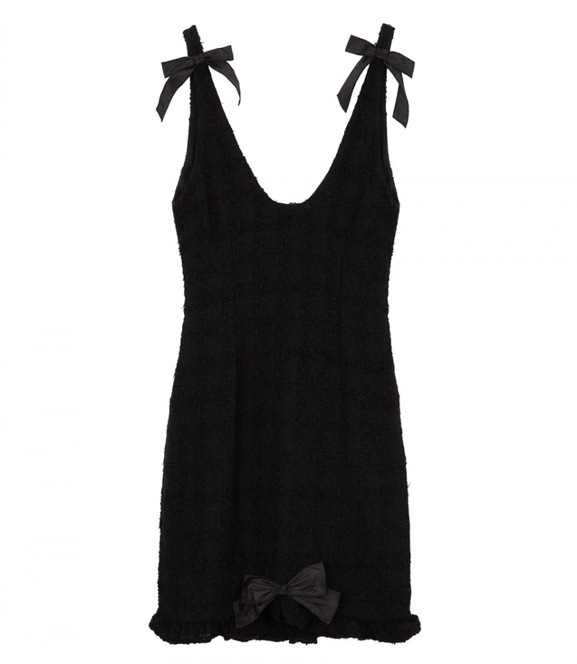 JUST IN - CHECK TWEED BOUCLE MINI DRESSCHECK TWEED BOUCLE MINI DRESS WITH DEEP NECKLINE