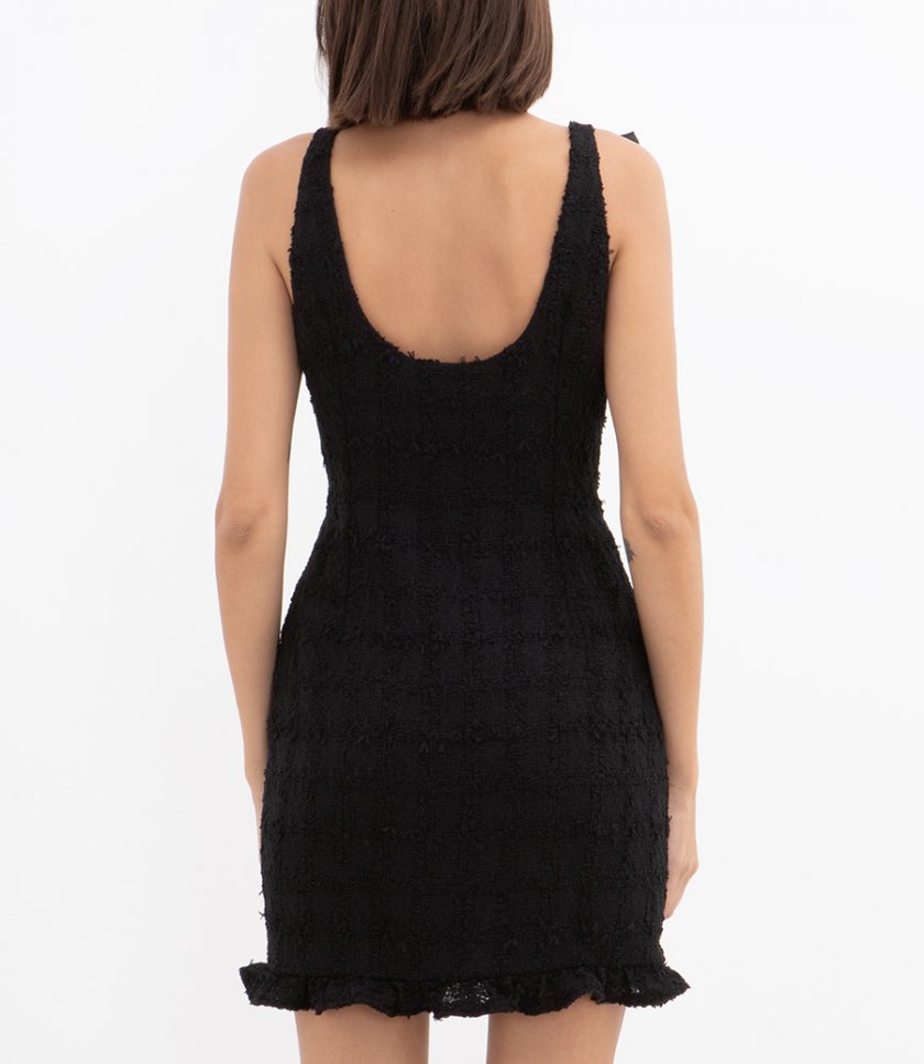 CHECK TWEED BOUCLE MINI DRESSCHECK TWEED BOUCLE MINI DRESS WITH DEEP NECKLINE