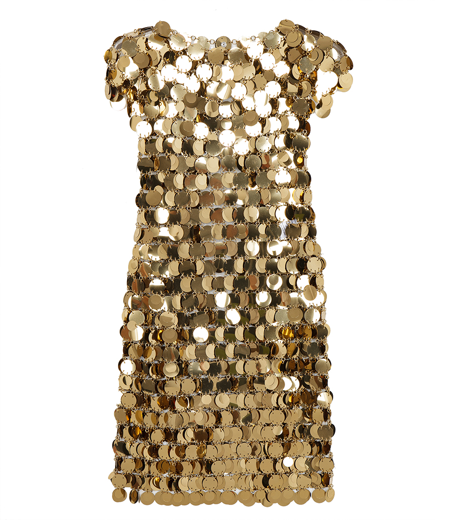 RABANNE - MINI DRESS MADE WITH ROUND MIRROR-EFFECT PLATES