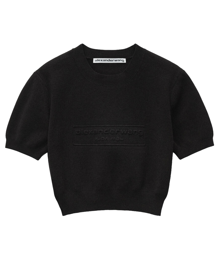 ALEXANDER WANG - EMBOSSED LOGO RIBBED CHENILLE SWEATER