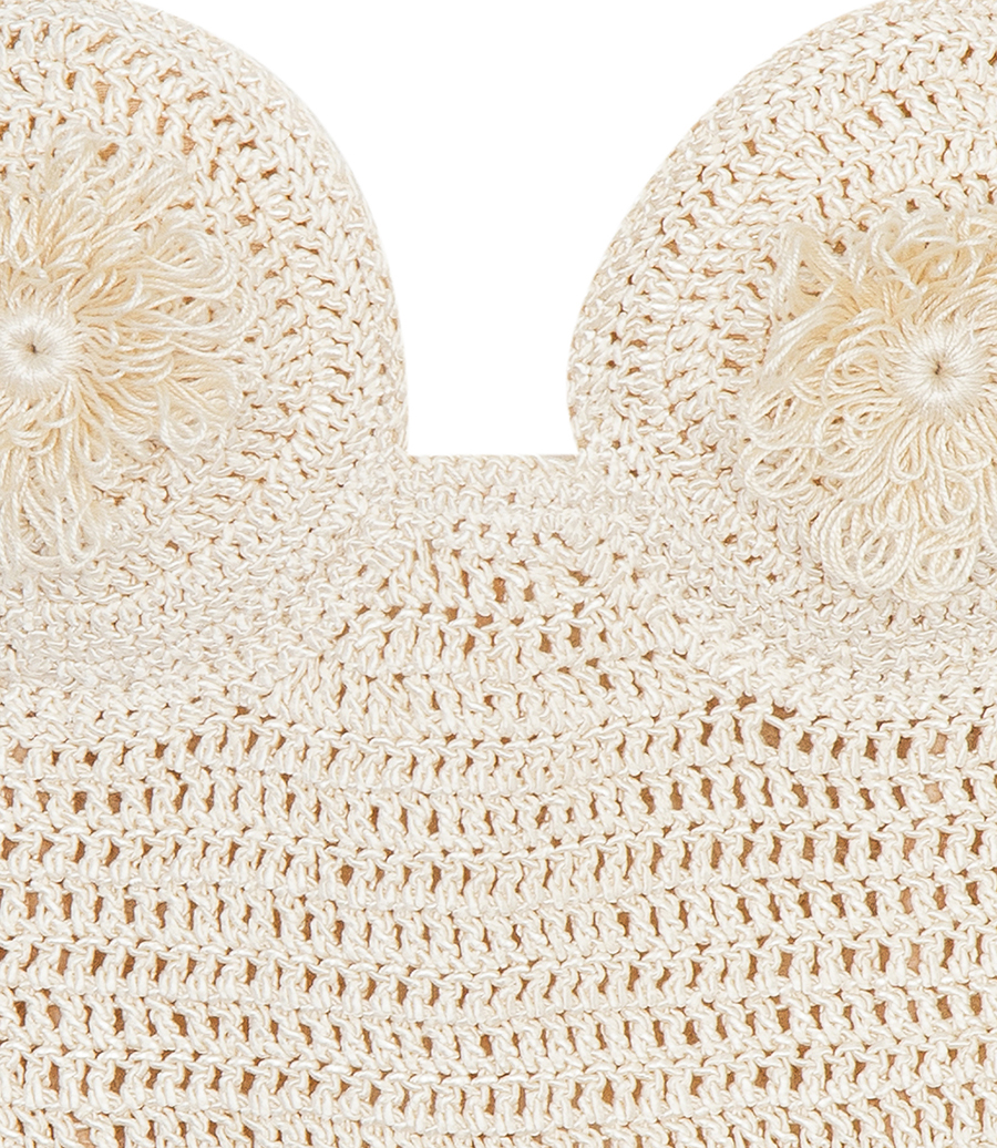 STRAPLESS CROCHET FLOWER APPLIQUE BRA