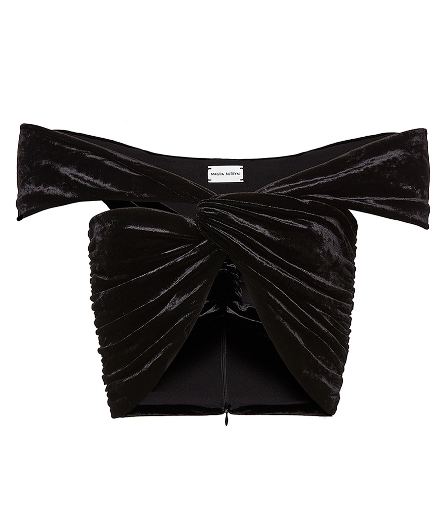 MAGDA BUTRYM - TWISTED OFF SHOULDER VELVET CROP TOP