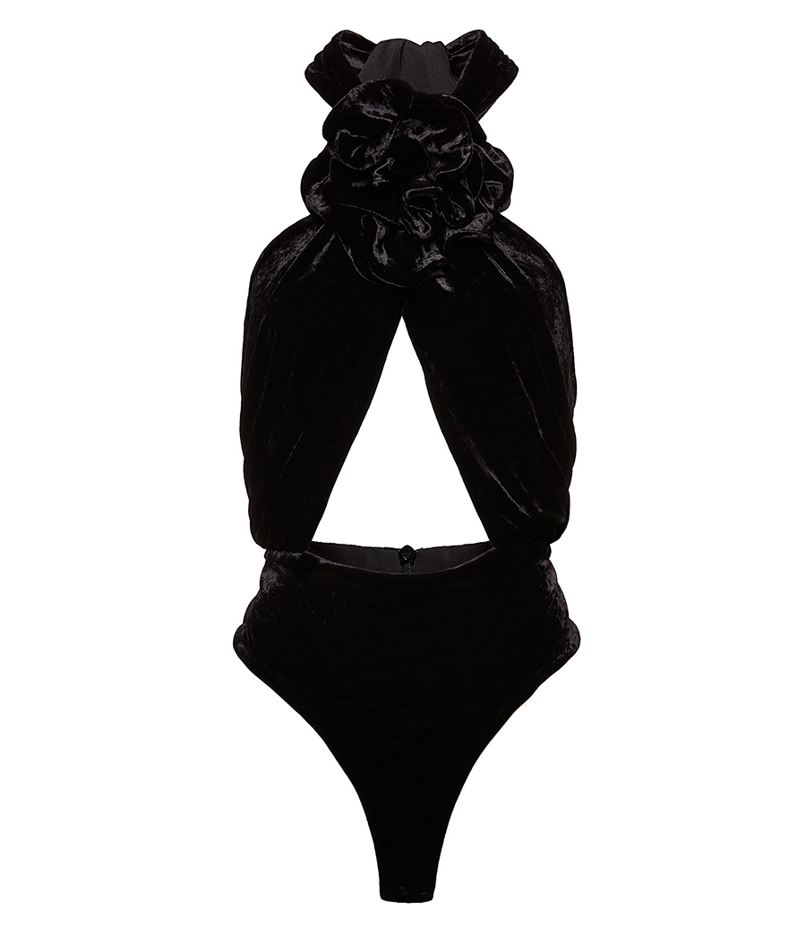 MAGDA BUTRYM - TWISTED WRAP VELVET BODYSUIT