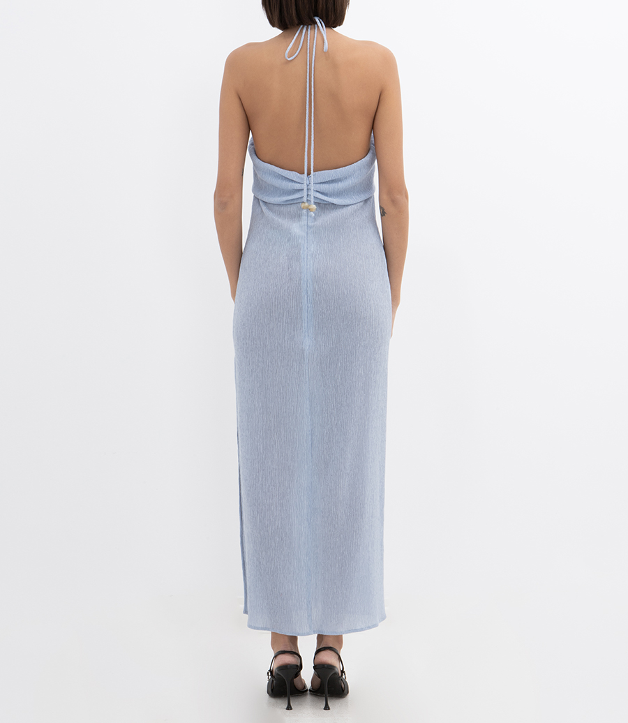 DRAPED NECKLINE LONG DRESS