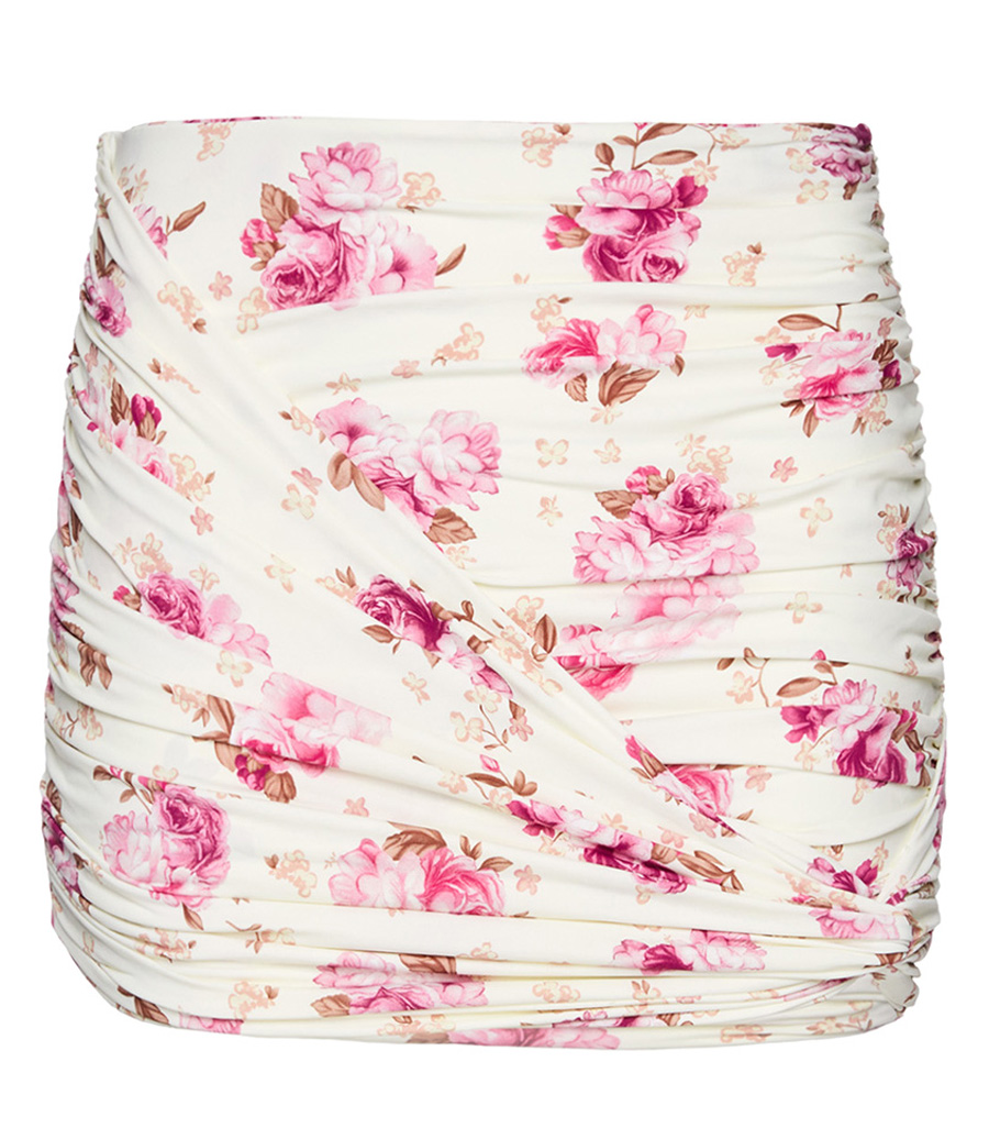 MAGDA BUTRYM - FLORAL PRINT DRAPED SWIM SKIRT