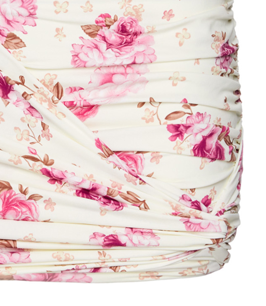 FLORAL PRINT DRAPED SWIM SKIRT