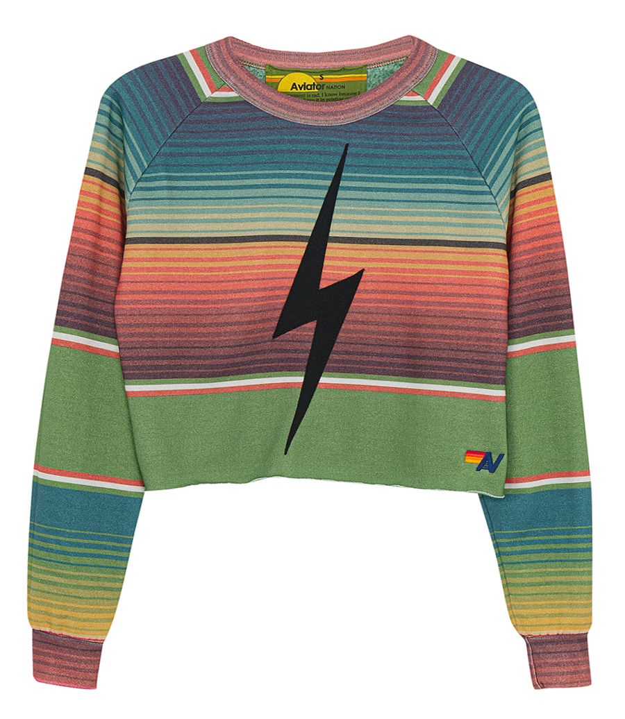 AVIATOR NATION - SERAPE BOLT STITCH CROPPED CREW SWEATSHIRT