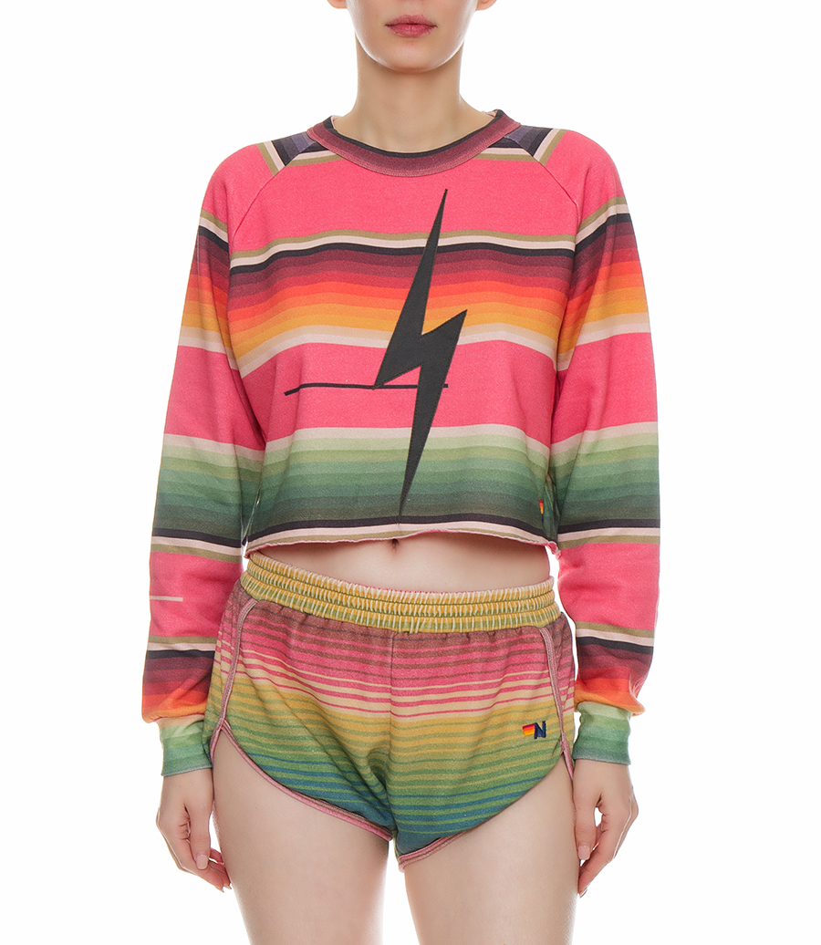 SERAPE BOLT STITCH CROPPED CREW SWEATSHIRT