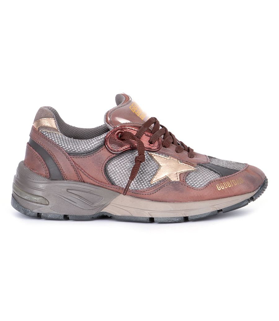 GOLDEN GOOSE  - RUNNING DAD NET NABUK LEATHER UPPER