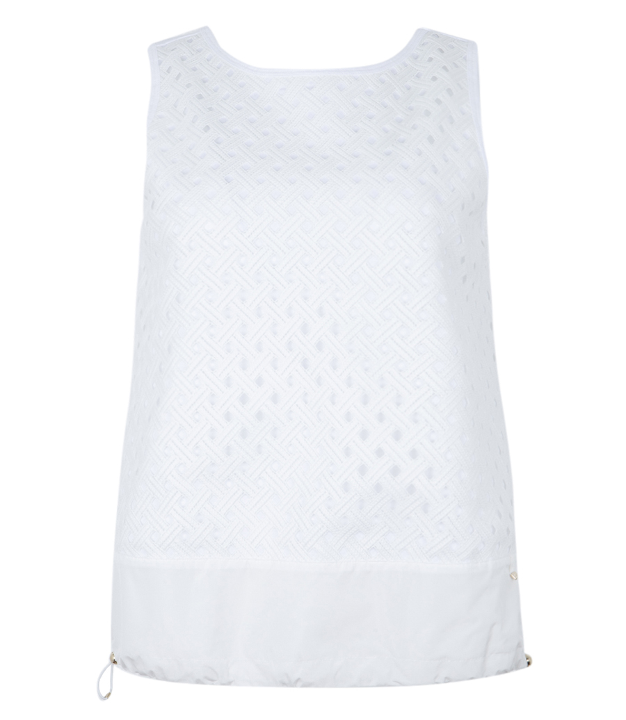HERNO - TANK TOP IN COTTON JERSEY AND CROCHET LACE
