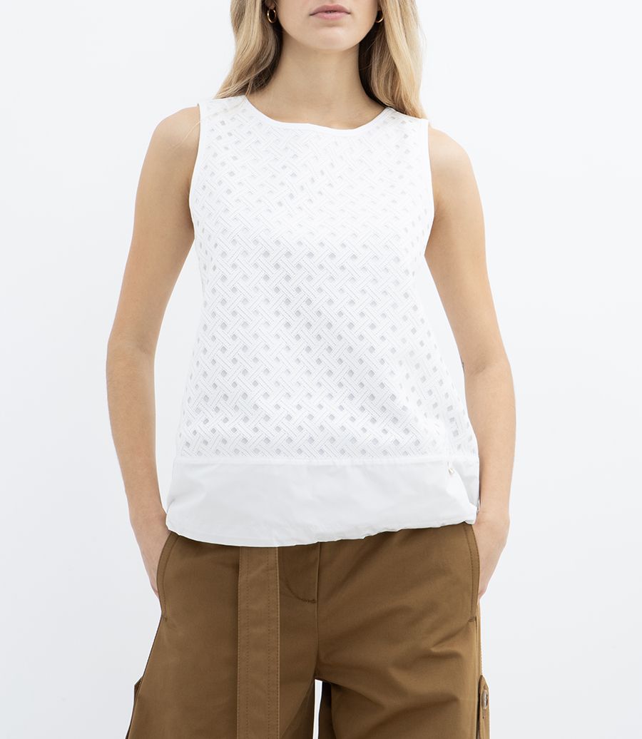 TANK TOP IN COTTON JERSEY AND CROCHET LACE