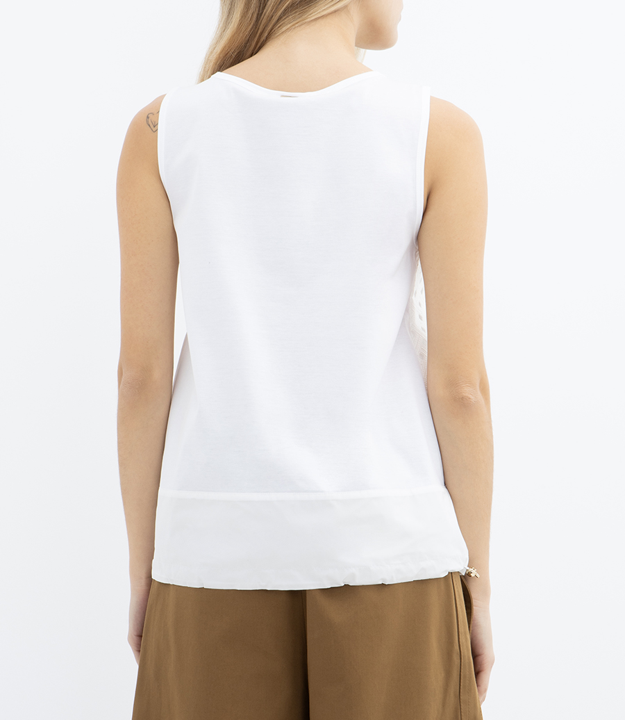 TANK TOP IN COTTON JERSEY AND CROCHET LACE