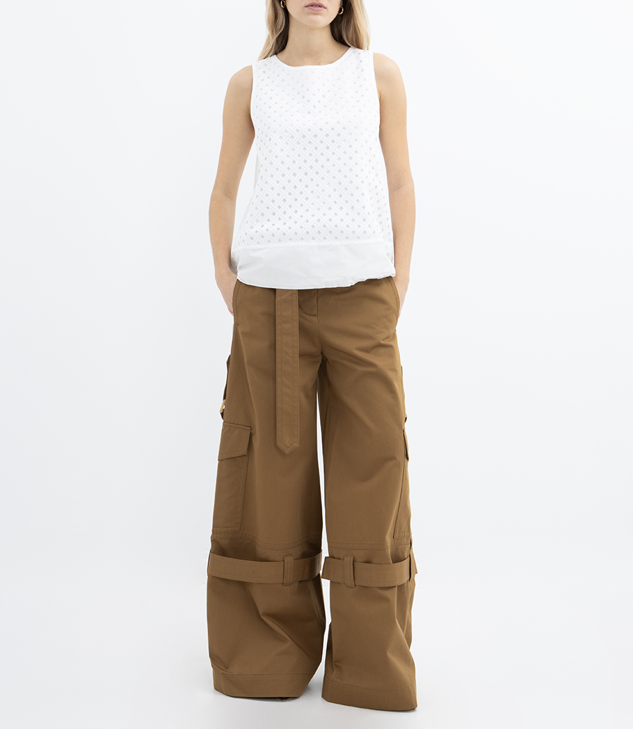 TANK TOP IN COTTON JERSEY AND CROCHET LACE