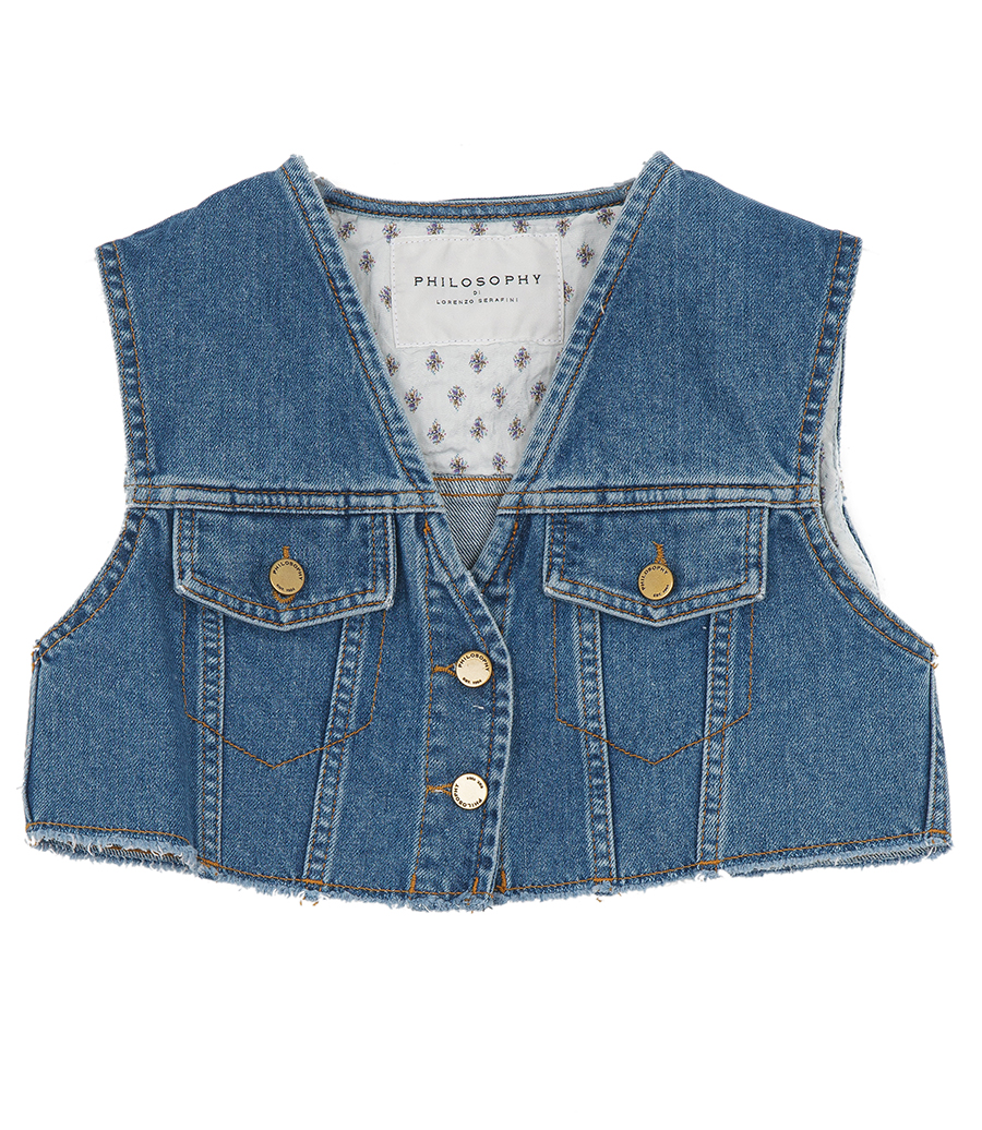 PHILOSOPHY DI LORENZO SERAFINI - DENIM CROPPED GILET