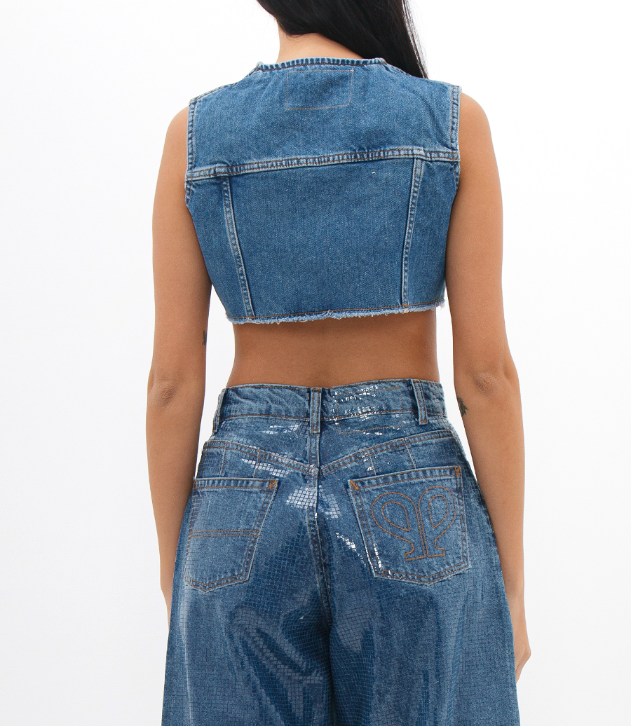 DENIM CROPPED GILET