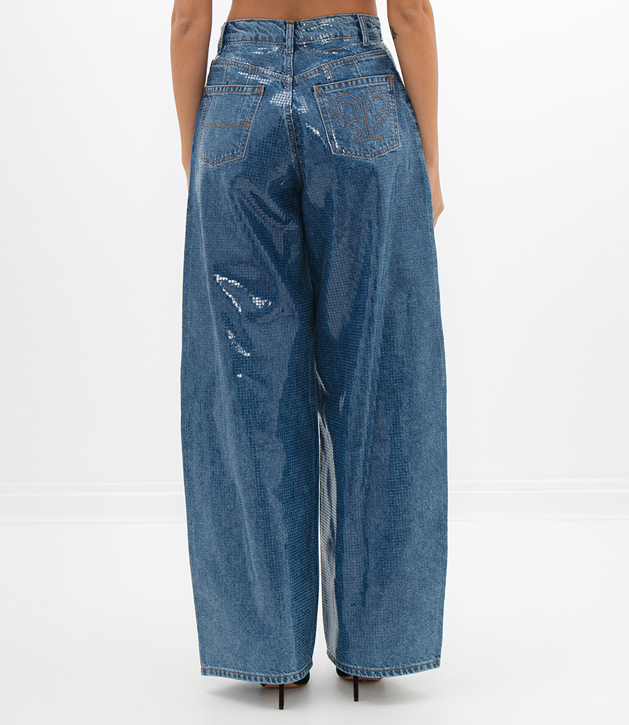 OVERSIZED DENIM TROUSERS WITH SEQUINS