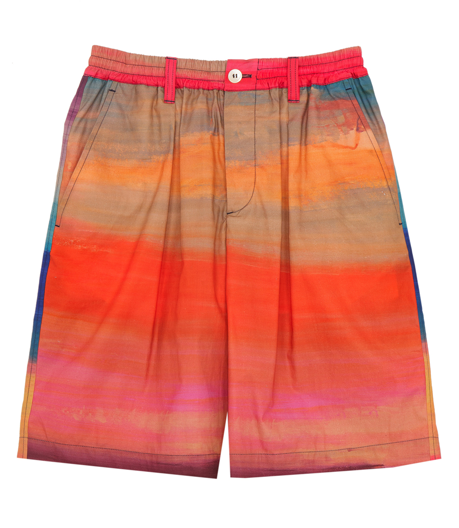 MARNI - POPLIN SHORTS WITH DARK SIDE OF THE MOON PRINT