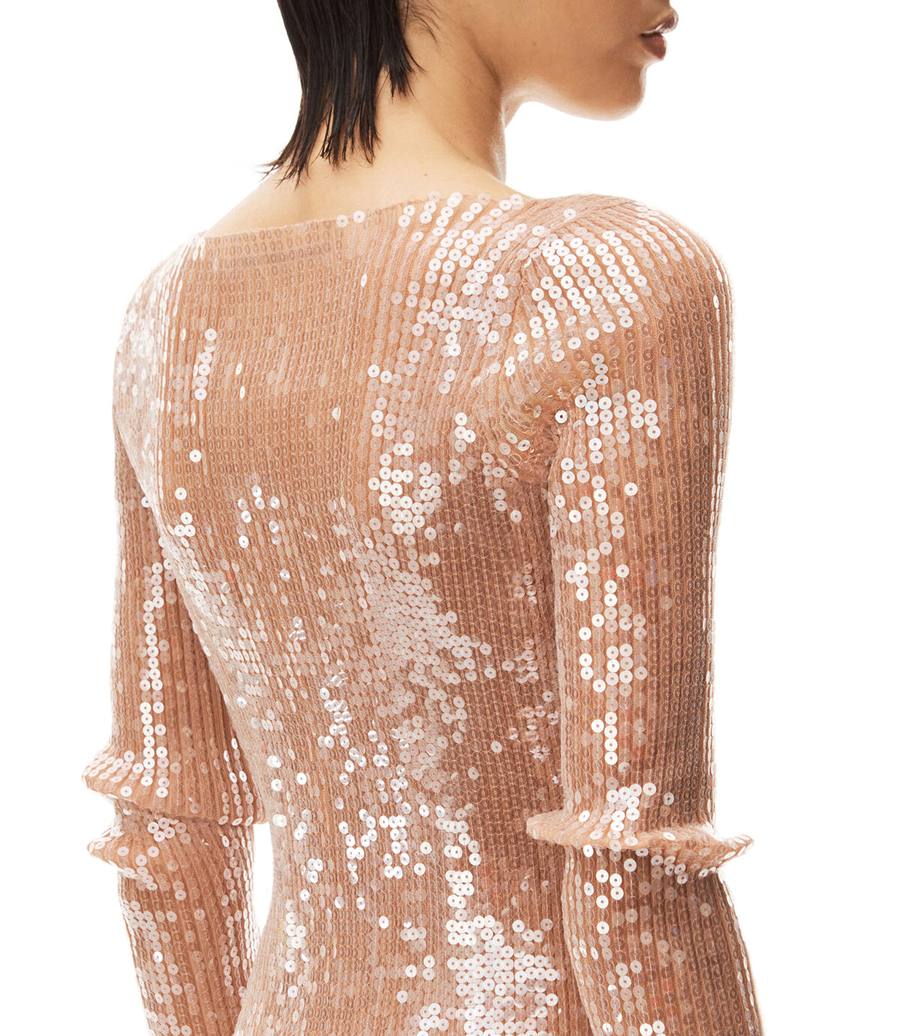 SCOOP NECK MINI DRESS IN SEQUIN