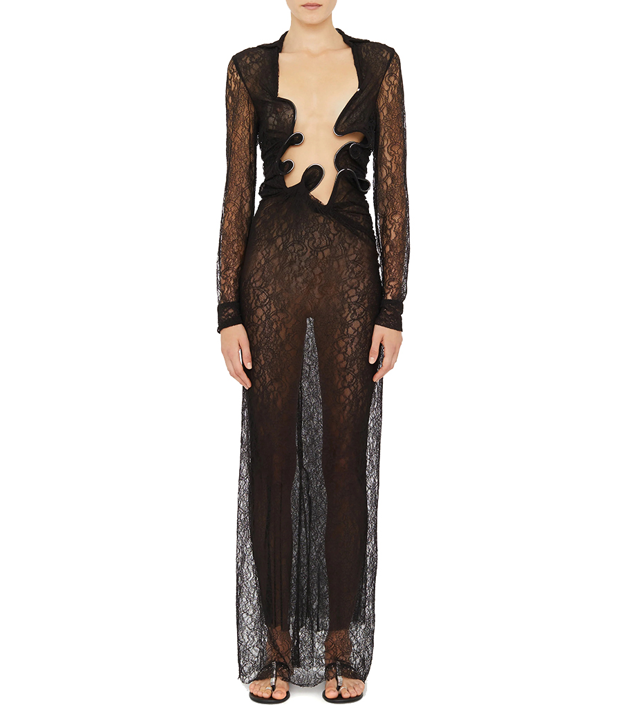 LACE VENUS PLUNGE SHIRT DRESS