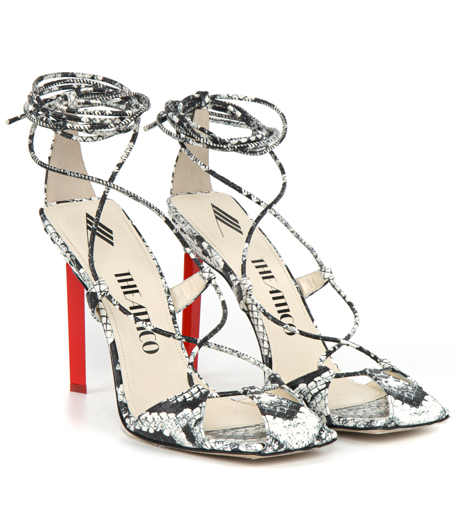 'ADELE' WHITE AND RED LACE-UP SANDAL